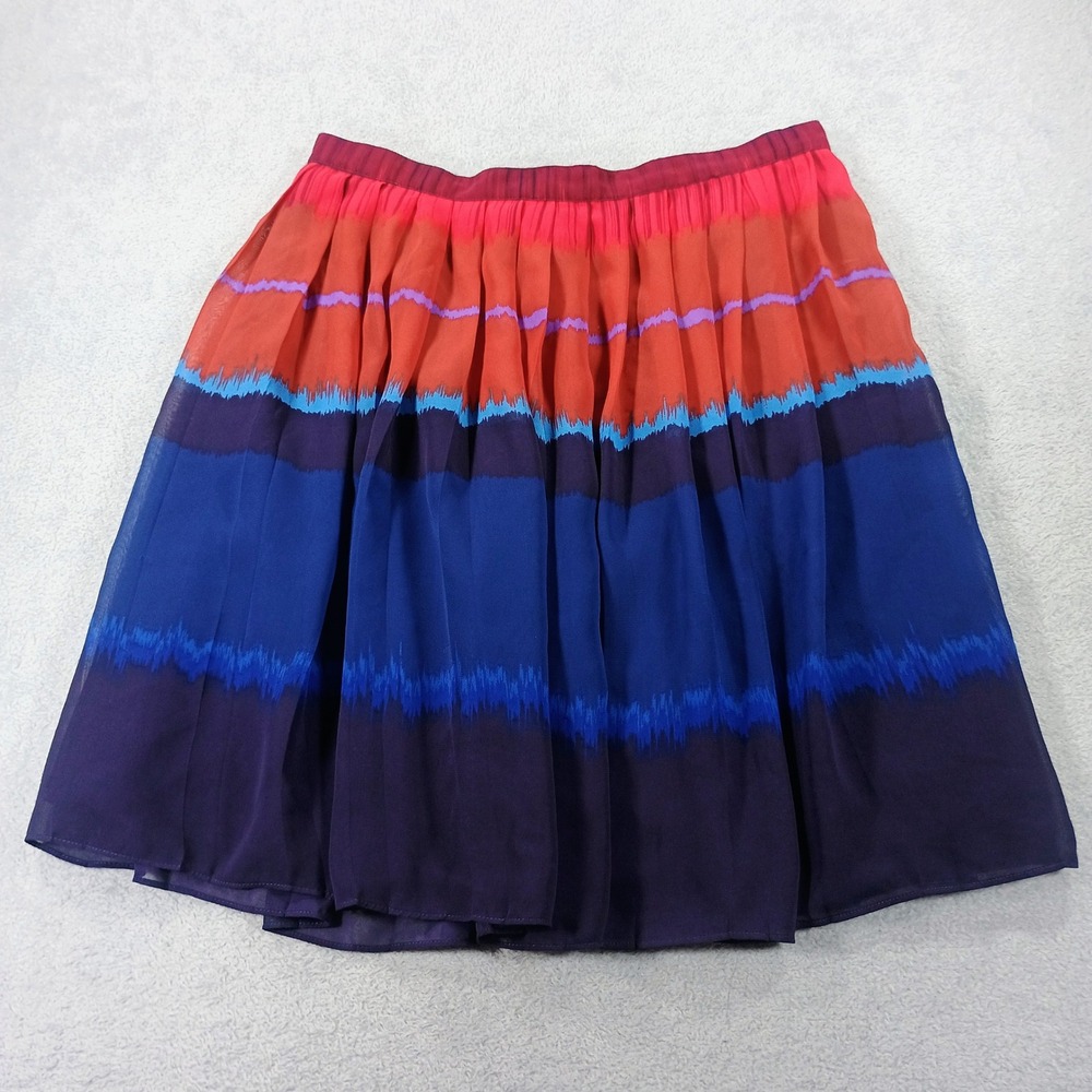 Elle Womens Pleated Ombre‎ Chiffon Skirt Multi-Color Size 6 Elastic Waist